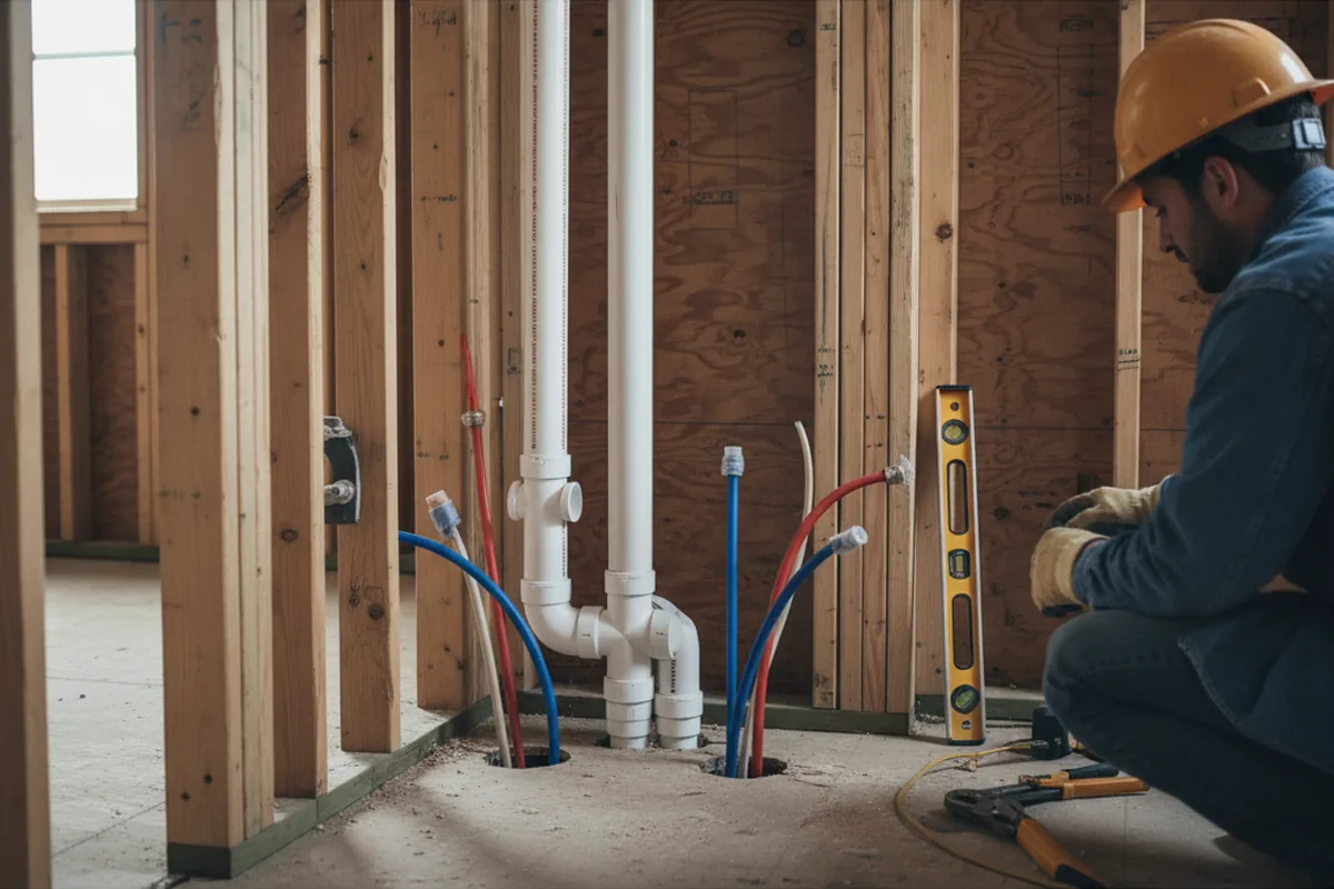 Drain and supply rough-in during Leak Detection in Grapeland