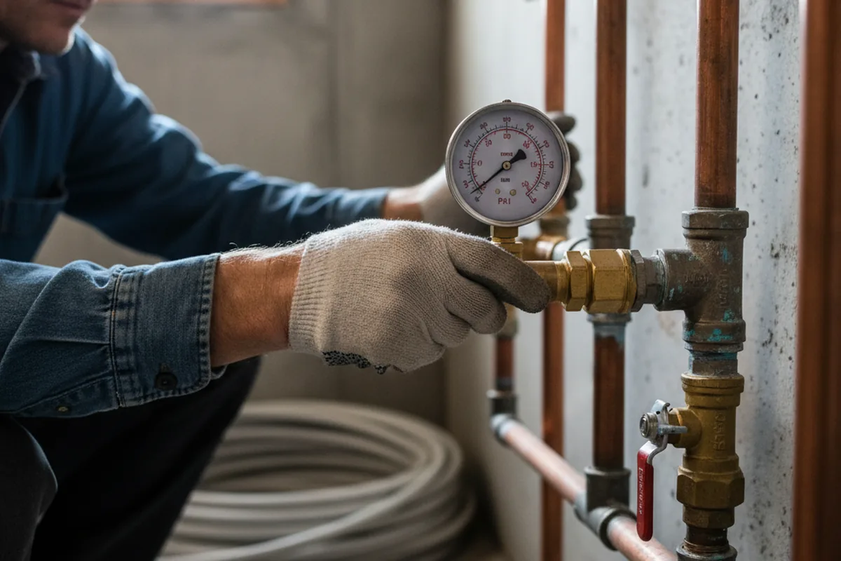 Pressure testing a repaired line during Water Line Repair in Grapeland